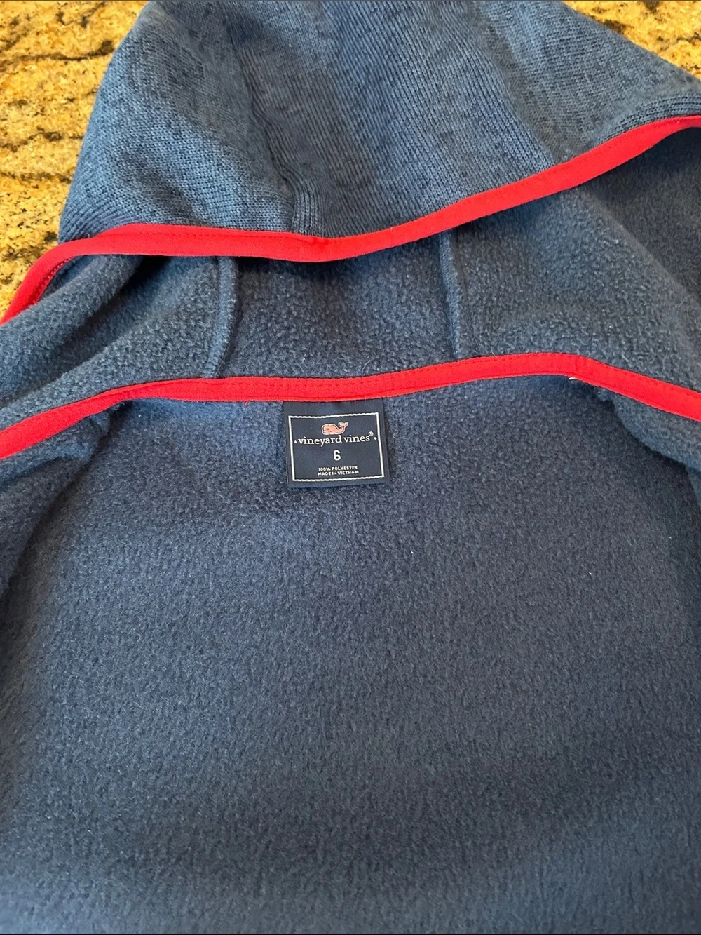 Vineyard Vines Navy and Red Trim Hooded Zip Jacket